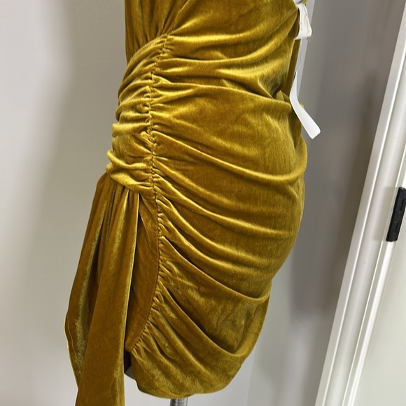 Miss Circle Aura Velvet Dress Ruched Hip Round Neck Side Sash Side Zip Sz M NEW - Picture 8 of 15